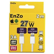 Кабель EnZo USB Type-C Lightning плетеный белый 2м, CL27-BW2